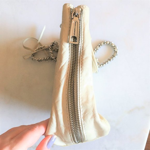 Rebecca Minkoff convertible cross body / shoulder bag purse, cream, chain strap - Picture 9 of 9